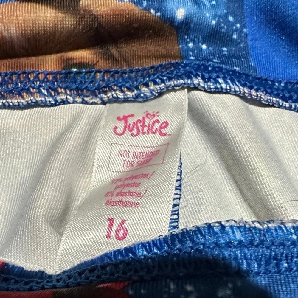 Justice Blue Dog and Reindeer Print Leggings Size 16